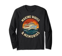 Making Cruise Waves and Memories, Retro Vacation Graphic Long Sleeve T-Shirt