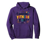 Making Fitness Fun Physical Education Motivational Quote Pullover Hoodie, Adult Unisex, Purple, Medium