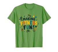 Making Fitness Fun Physical Education Motivational Quote T-Shirt, Men, Grass, 3XL