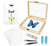 Making Insect Specimen Tools Kit, (Insect Pins, Insect Shadow Box, Insect Pinning Board, Wings Pressing Paper, Tweezers, Scissors), Insect Specimen Collection Display for Bug Hobbyist/Biology Projects