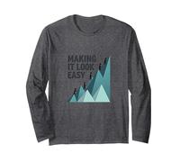 Making It Look Easy: Climbing Success Mountain Long Sleeve T-Shirt, Adult Unisex, Dark Heather Grey, XL