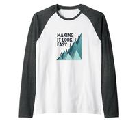 Making It Look Easy: Climbing Success Mountain Raglan Baseball Tee, Men, Dark Heather/White, M