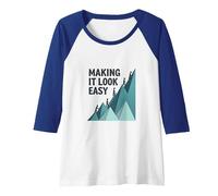 Making It Look Easy: Climbing Success Mountain Raglan Baseball Tee, Women, Royal Blue/White, M