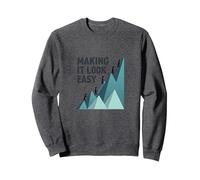 Making It Look Easy: Climbing Success Mountain Sweatshirt, Adult Unisex, Dark Heather Grey, XXL
