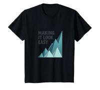 Making It Look Easy: Climbing Success Mountain T-Shirt, Kids, Black, 3 Years