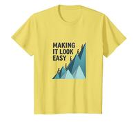 Making It Look Easy: Climbing Success Mountain T-Shirt, Kids, Lemon, 8 Years