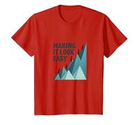 Making It Look Easy: Climbing Success Mountain T-Shirt, Kids, Red, 4 Years