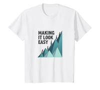 Making It Look Easy: Climbing Success Mountain T-Shirt, Kids, White, 4 Years