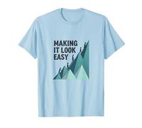 Making It Look Easy: Climbing Success Mountain T-Shirt, Men, Baby Blue, 3XL