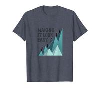 Making It Look Easy: Climbing Success Mountain T-Shirt, Men, Heather Blue, 4XL