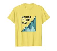 Making It Look Easy: Climbing Success Mountain T-Shirt, Men, Lemon, 3XL