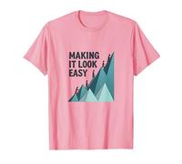 Making It Look Easy: Climbing Success Mountain T-Shirt, Men, Pink, 3XL