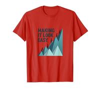 Making It Look Easy: Climbing Success Mountain T-Shirt, Men, Red, 3XL