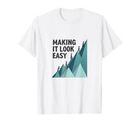 Making It Look Easy: Climbing Success Mountain T-Shirt, Men, White, 3XL