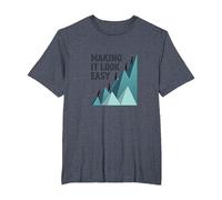 Making It Look Easy: Climbing Success Mountain T-Shirt, Men's Big and Tall, Heather Blue, 4X Tall