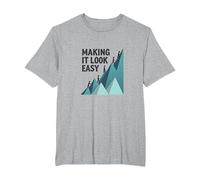 Making It Look Easy: Climbing Success Mountain T-Shirt, Men's Big and Tall, Heather Grey, 4X Tall