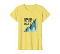Making It Look Easy: Climbing Success Mountain T-Shirt, Women, Lemon, 3XL