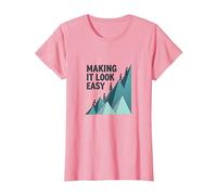 Making It Look Easy: Climbing Success Mountain T-Shirt, Women, Pink, 3XL