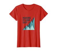Making It Look Easy: Climbing Success Mountain T-Shirt, Women, Red, 3XL