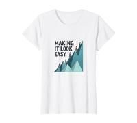 Making It Look Easy: Climbing Success Mountain T-Shirt, Women, White, 3XL