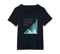 Making It Look Easy: Climbing Success Mountain T-Shirt, Women's Plus, Black, 1X