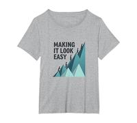 Making It Look Easy: Climbing Success Mountain T-Shirt, Women's Plus, Heather Grey, 3X