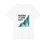 Making It Look Easy: Climbing Success Mountain T-Shirt, Women's Plus, White, 1X