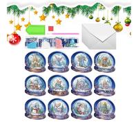 Making Kits - 11.81 X 5.91 X 0.04 Inch, 5D Rhinestone Set, Art Of Duo, Christmas Greeting Posting Painting | Twelve Festive DIY Templates For Girls