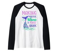 Making Magical Waves In 1st Grade Cute Mermaid Teacher Kids Raglan Baseball Tee