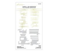 Spellbinders Making Me Smile Sentiments Glimmer Hot Foil Plate & Die Set from The Four Petal Collection, Metal, ONE