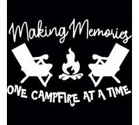 Making Memories Campervan Decals - Camper Van Stickers, White Vinyl Campfire Car Stickers for Cars Trucks Vans, Campervan Graphics for Side Window/Body, Campfire Car Stickers for Cars Door Mirror Wing