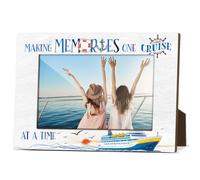 Making Memories One Cruise Wood Photo Frames for Holiday Decors Coastal Picture Frame for Desk Wooden Picture Frames 4x6 for Home Office Table Decor Sketch Photo Gifts for Cruise Lovers Gifts - M766