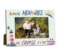 Making Memories One Cruise Wooden Pictures Horizontal Holiday Honeymoon Frames Best Gift for Women Friends Couples Holiday Living Room Office Tabletop Display 4x6 Inches Photo Frame with Stand - FS643