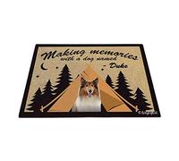 Making Memories With My Favorite Dog Rough Collie, Happy Camper Tent Bath Mat Funny Entrance Rug Absorbent Bathroom Rug For Doorstep Hallway Bedroom 40X60Cm