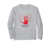 Making My Mark Handprint Artistic Expression Long Sleeve T-Shirt, Adult Unisex, Heather Grey, M