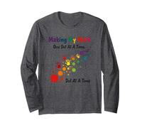 Making My Mark: Inspiring Rainbow Handprint Journey Long Sleeve T-Shirt, Adult Unisex, Dark Heather Grey, XL