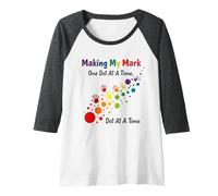Making My Mark: Inspiring Rainbow Handprint Journey Raglan Baseball Tee, Women, Dark Heather/White, S