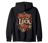 Making My Own Luck Dice & Poker Retro Zip Hoodie