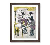 Making Silk Floss By Kitagawa Utamaro Asian Japanese Framed Wall Art Print, Ready to Hang Picture for Living Room Bedroom Home Office Décor, Walnut A3 (34 x 46 cm)