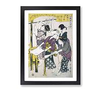 Making Silk Floss By Kitagawa Utamaro Asian Japanese Framed Wall Art Print, Ready to Hang Picture for Living Room Bedroom Home Office Décor, Black A4 (34 x 25 cm)