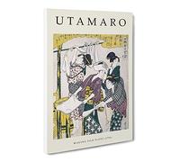 Making Silk Floss By Kitagawa Utamaro Exhibition Museum Asian Japanese Canvas Wall Art Print Ready to Hang, Framed Picture for Living Room Bedroom Home Office Décor, 20x14 Inch (50x35 cm)