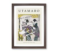 Making Silk Floss By Kitagawa Utamaro Exhibition Museum Asian Japanese Framed Wall Art Print, Ready to Hang Picture for Living Room Bedroom Home Office Décor, Walnut A4 (34 x 25 cm)