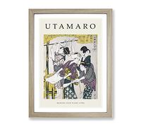 Making Silk Floss By Kitagawa Utamaro Exhibition Museum Asian Japanese Framed Wall Art Print, Ready to Hang Picture for Living Room Bedroom Home Office Décor, Oak A4 (34 x 25 cm)