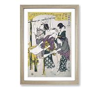 Making Silk Floss by Kitagawa Utamaro Framed Print | A2 Oak Framed Wall Art | Ready to Hang | Modern Nature Picture | Living Room Bedroom Lounge Office