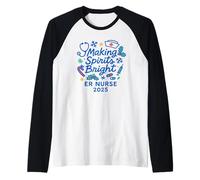 Making Spirits Bright ER Nurse 2025 Festive Christmas Raglan Baseball Tee