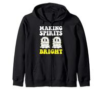 Making Spirits Bright Merry Christmas Lights Ghost Holiday Zip Hoodie