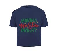 Making Spirits Bright [XMAS22] Festive Food and Drink Quotes Short Sleeve Cotton Toddler t Shirt, 3-4 Years, Navy