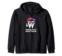 Making Teeth GREAT AGAIN Cartoon Tooth Humor Zip Hoodie