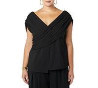 Making the Cut Season 3 Episode 5 Crepe Crossover Blouse Inspired by Jeanette's Winning Look, Black, L