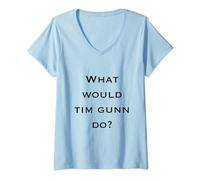 Making the Cut Tim Gunn Do-Black Text V-Neck T-Shirt, Blue, Small